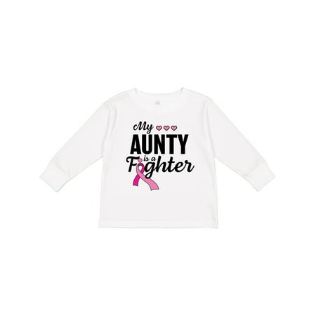 

Inktastic Breast Cancer Awareness My Aunty is a Fighter Gift Toddler Boy or Toddler Girl Long Sleeve T-Shirt