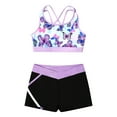 thumbnail image 3 of HULIJA Kids Girls Swimming Costume Rash Guard Surfing Outfit Printed Sports Bra with Athletic Shorts Butterfly 16, 3 of 7