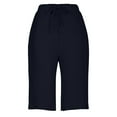 thumbnail image 6 of SELONE Navy Womens Casual Shorts Mid Waist Plus Size Lounge Pants Bermuda Trousers Loose Trendy Pants Pull on Solid Soft Short Length Lightweight Comfortable 2XL Breathable Summer Clothes, 6 of 8