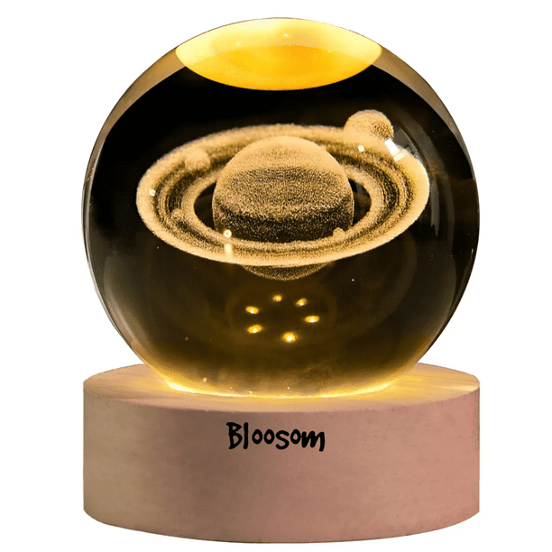 Lampara De Noche Bloosom Led Galaxia Bola Cristal, Sistema Solar Transparente