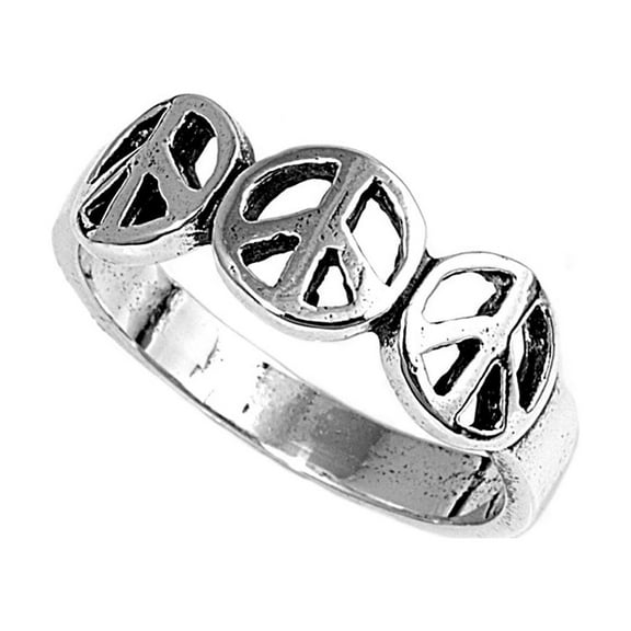 925 Sterling Silver Peace Starts with You Ring Size 10