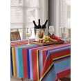 thumbnail image 6 of Rainbow Striped Table Cloth, Red Blue Yellow Geometric Abstract Waterproof Tablecloth for Rectangle Tables, Reusable Washable Fabric Table Cover for Restaurant Kitchen Dining Tables 60"x102", 6 of 6