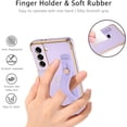 thumbnail image 3 of Samsung Galaxy S21 Case, Galaxy S21 Phone Case Love Heart Cute Case with Wristband Kickstand Holder Soft TPU Plating Bumper Protective Slim Shockproof Phone Case Cover for Girls Women, Purple, 3 of 16