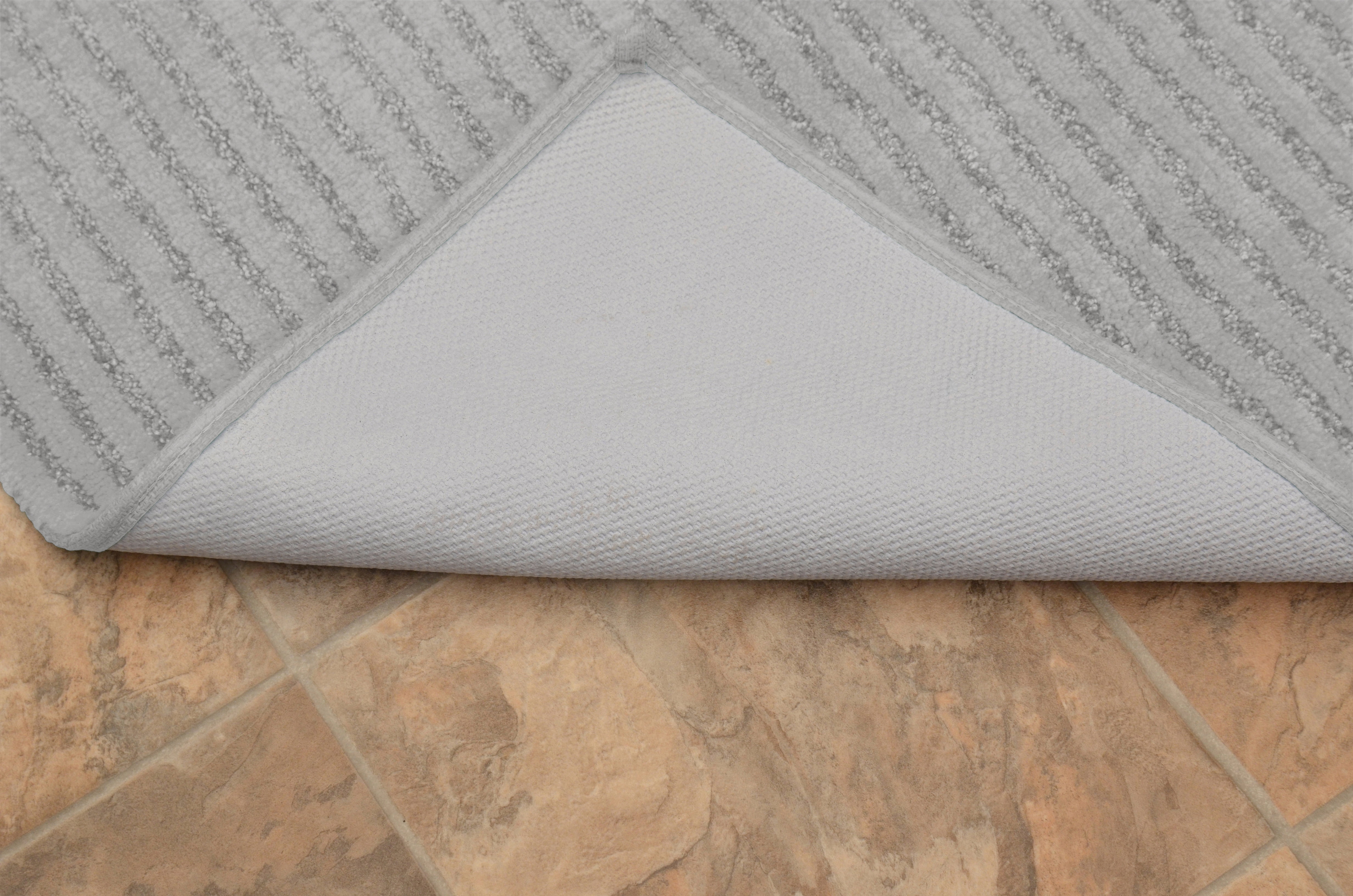 Garland Rug Sheridan Washable Nylon Bath Rug Set, 2 Piece Set (17"x24" Bath Rug, & 21"x34" Bath Rug) Platinum Gray