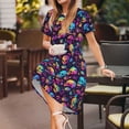 thumbnail image 3 of Easygdp mushroom Skull star para Vestido Transpirable de Mujer, Vestido Suelto de Manga Corta con Pliegues y Bolsillos para el Verano, 3 of 6