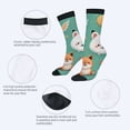 thumbnail image 3 of Unisex Trendy Socks (2 Pairs) - Playful White Dog Design on Green Background with Sun & Birds Perfect for All Seasons, 3 of 5