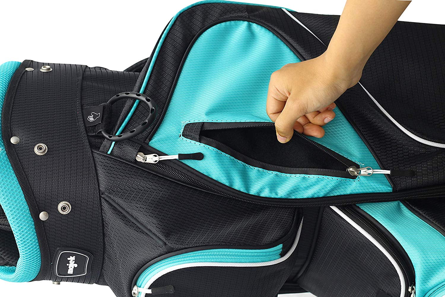 Majek Golf 9-Inch Bag: 14-Way Top, Teal/Black, 4.6 lbs