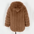 thumbnail image 6 of Women Faux Fur Coat Fluffy Long Sleeve Lapel Jacket with Hood Winter Warm Parka Elegant Overcoat Outerwear, 6 of 6