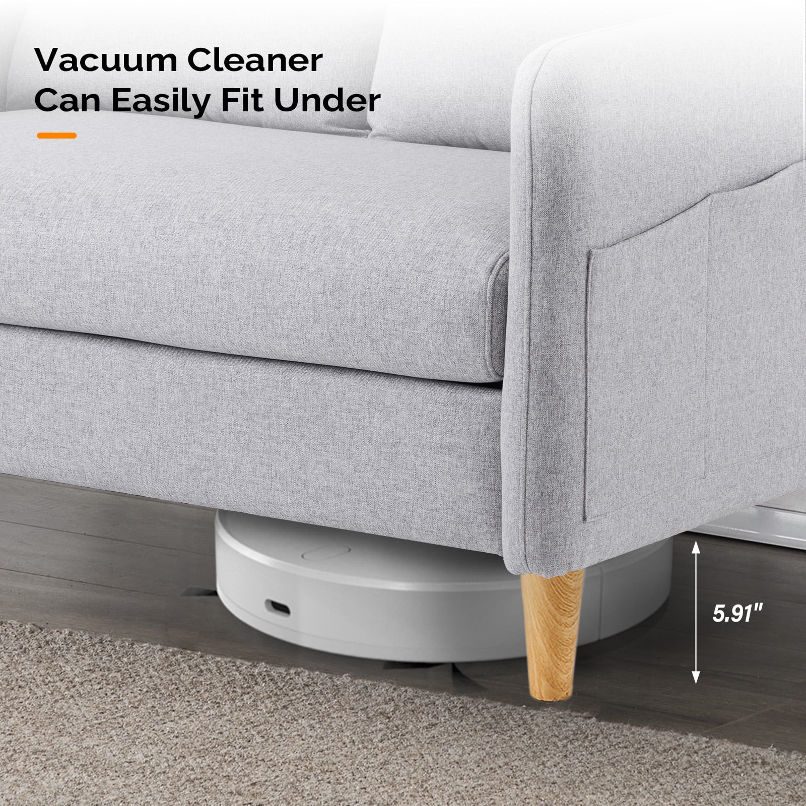 Ktaxon Loveseat Sofa with Side Bags 47" 2-Seat Small Couch with Wood Legs for Living Room Bed Room Light Gray