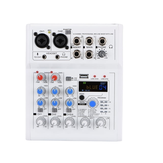 4 Channel DC 5V Mobile Computer USB Play and Record 88 DSP Effects Echo Reverb Personal Mixer