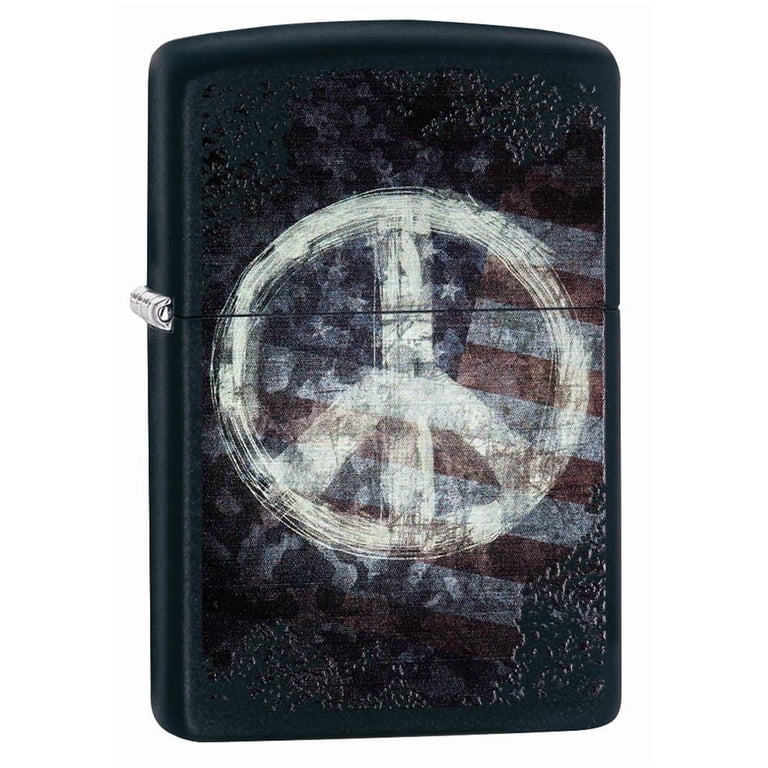 Zippo 28864 Black Matte Peace on Flag Lighter - Walmart.com