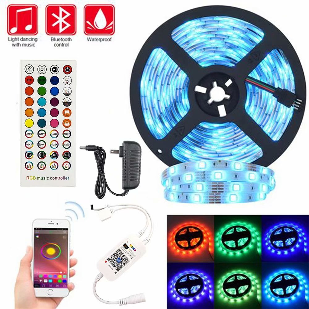 Led Strip Lights Works with Alexa,16.4FT Waterproof Smart Bluetooth Music Rope Lights Controller