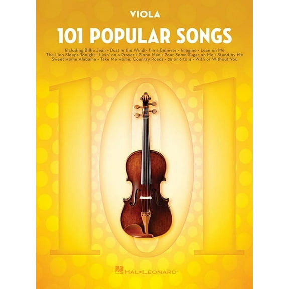 101 Popular Songs Viola Sheet Music Songbook Classic Pop Rock Hits for Beginners Intermediate Players Includes Billie Je, (Paperback)