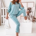 thumbnail image 2 of Conjunto de dos piezas para mujer, suave, liso, manga larga, cuello redondo, Otoño Invierno, Tops de terciopelo, pantalones largos de cintura alta, pantalones, traje informal Fridja  hfkajh100775, 2 of 6