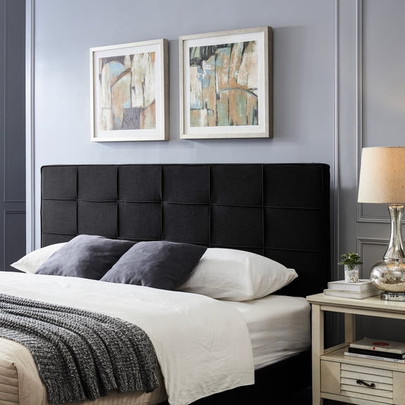 Fabric Headboard For King With Modern Tufting And Adjustable Option Sized Design Black Color