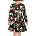 thumbnail image 3 of Renewold Adorable Teen Long-Sleeve Midi Dress Snowflake Santa Graphic Christmas Princess Dress for Kids Girls Size 2XL Winter Outdoor Dance Skater Dress, 3 of 4