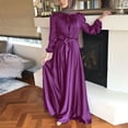 thumbnail image 4 of IBTOM CASTLE Women's Muslim Kaftan Abaya Prayer Dress Long Sleeve Self Tie Maxi Dress Middle East Arabian Robe Gown S Purple, 4 of 5