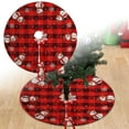 thumbnail image 2 of 15.74'' Buffalo Plaid Christmas Tree Skirt Red&Black with White Snowflakes Snowman Pattern Rustic Farmhouse Christmas Tree Skirt Mat for New Year Xmas Party Decorations Home Yard Ornaments, 2 of 7