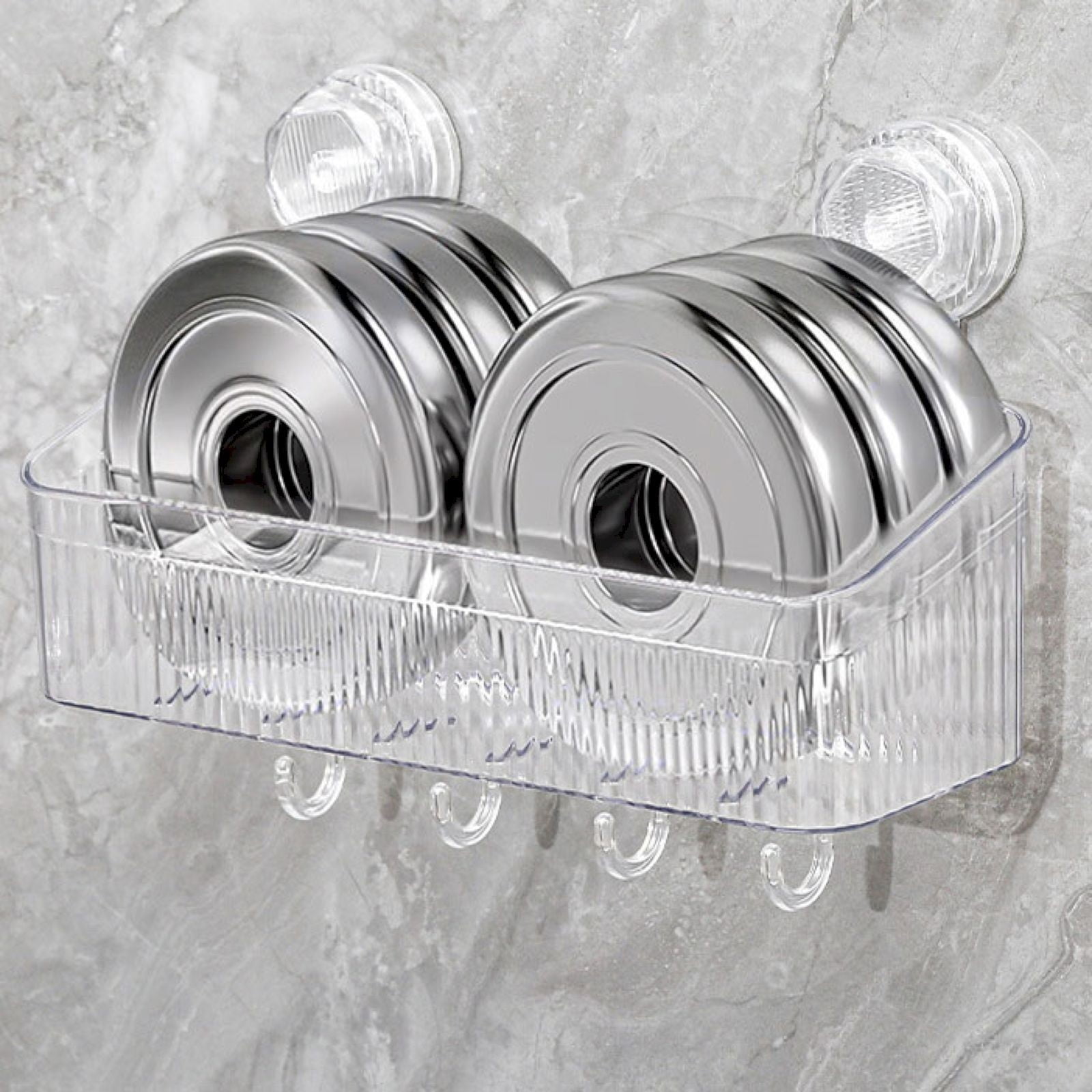 Giyblacko Clear Shower Caddy Suction Cup Plastic Shower Basket Organizer NO Drilling Removable Shower Shelf For Bathroom Storage & Kitchen One Second Installation Rustproof