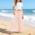 thumbnail image 6 of Posijego Girls Boho Pants Stretch High Waisted Print Wide Leg Casual Beach Summer Vacation Trousers Pants with Pockets, 6 of 7