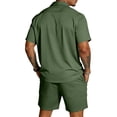thumbnail image 7 of CONZONE Mens 2 Peice Beach Outfits Solid Color Short Sleeve Buttons Up Shirts Shorts Sets Breathable Summer Tracksuits, 7 of 7