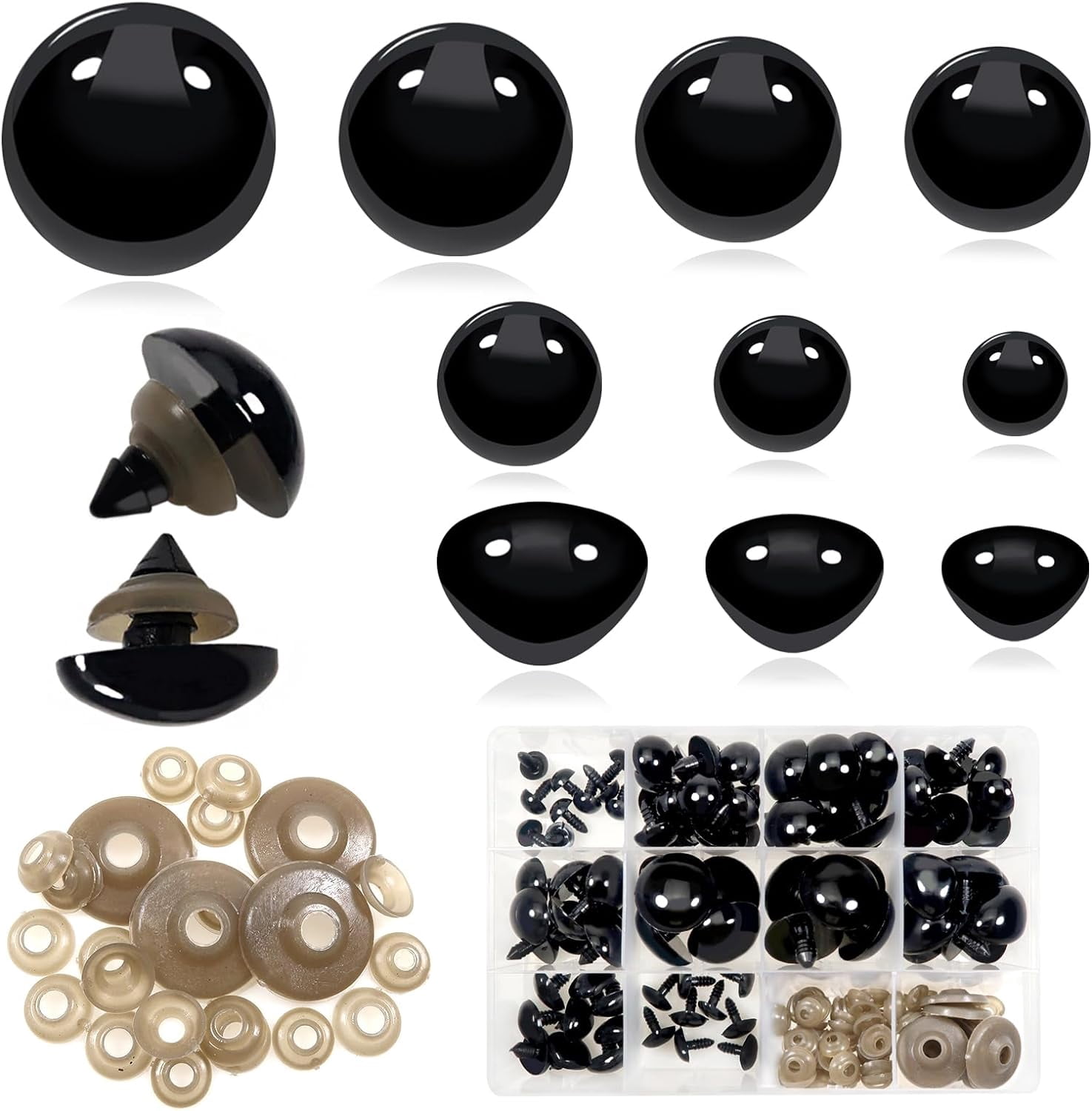 Yeux De Sécurité Pour Poupées 16 Mm Marron - Lot De 150 Œillets + 150 Rondelles - Pour Création Artisanat, Peluches, Travaux Au Crochet - 8