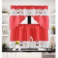 thumbnail image 1 of Juego de 3 cortinas para ventana de cocina con bordado floral multicolor de lujo, 2 niveles + 1 cenefa decorativa para cocina y baño, con bolsillo para barra (BR49 - Red Frida), 1 of 5