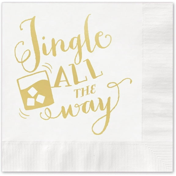 Masterpiece Studios 20-Count Gold Foil Party Napkins, Jingle All the Way