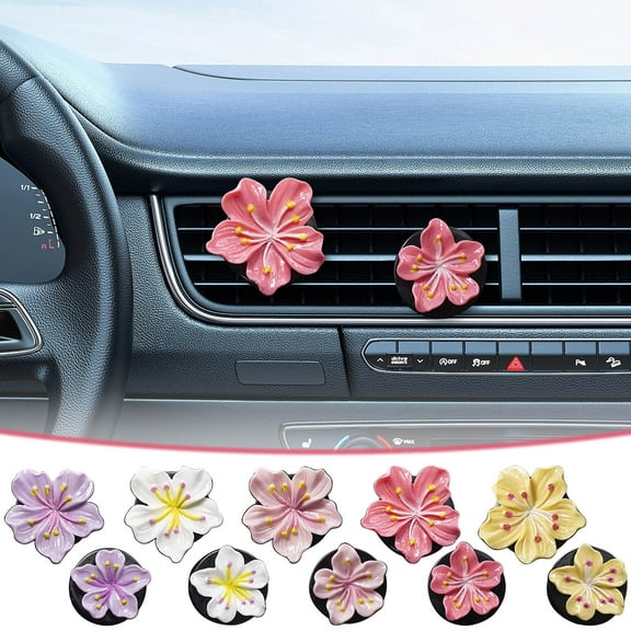 DAMAI 2 Pcs Car Perfume Clip Flower Air Outlet Car Air Freshener Vent Clips Diffuser,Flower Air Vent Clips Pink Car Accessories Interior, Car Decoration Accessories Car Perfume Clip