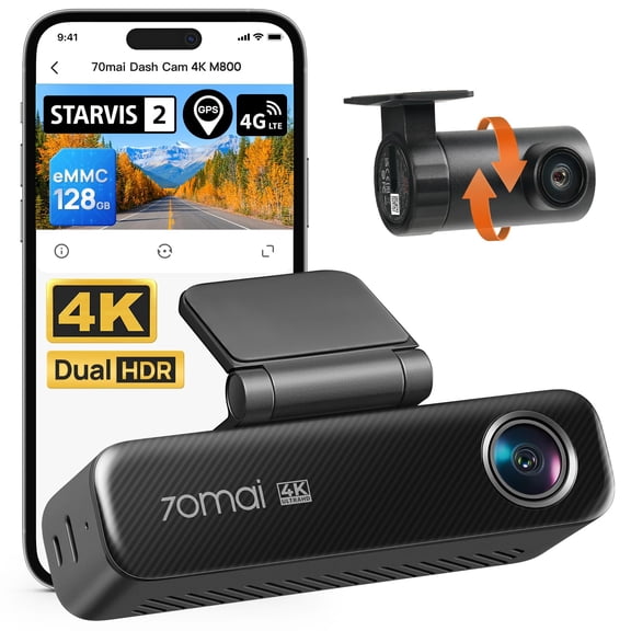 Dash Cam 70mai M800 4K Delantera y Trasera para Autos con eMMC de 128GB