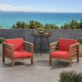 thumbnail image 2 of Noble House Fauteuil Club en Bois d'Acacia pour Extérieur en Teck et Rouge (Ensemble de 2), 2 of 13