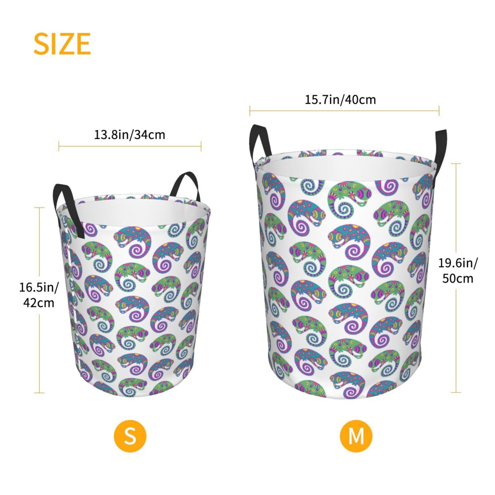 Large Laundry Basket with Handles - Colorful Cartoon Cute Lizard Kids Baby Dirty Clothes Laundry Hamper for Bedroom Aesthetic