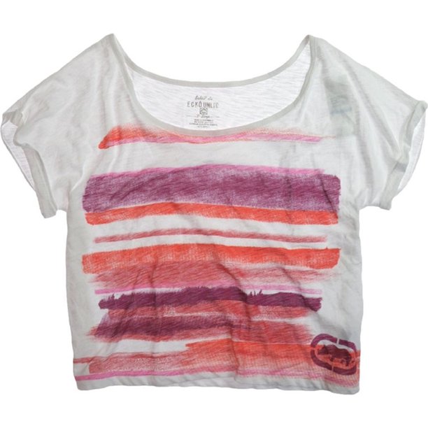 Camiseta estampada Ecko Unltd. con rayas pintadas y cuello abierto naranja pequeña Camiseta gráfica