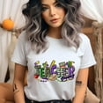 thumbnail image 2 of Teacher Mardi Gras Shirt | Purple Green Gold School Theme Teacher Tee , White, Size S, 2 of 6