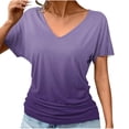 thumbnail image 2 of Camisetas de Manga Corta Casuales para las Mujeres con Cuello en V, Sudadera Casual de Poliéster, Impresión Sólida de las Señoras para la Fiesta de Trabajo Diaria, Invierno Y Primavera, 2 of 9