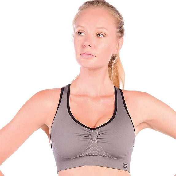 zensah women's gazelle sports bra, slate, small