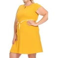 thumbnail image 4 of Women's Plus Size Casual Flared A Line Swing Dresses Short Sleeve With Belt Trim, 4 of 6