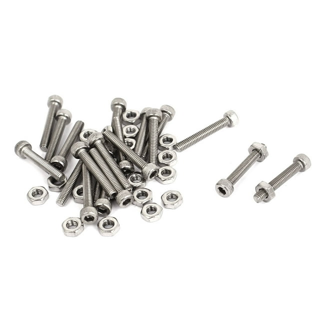 Juego de tornillos de cabeza hexagonal con estrías de acero inoxidable M2.5x16mm, 20 piezas