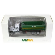 Mack Granite MP Garbage Truck w/Tub-Style Roll-Off Container Waste Management White & Green 1/87 HO Diecast Model by First Gear