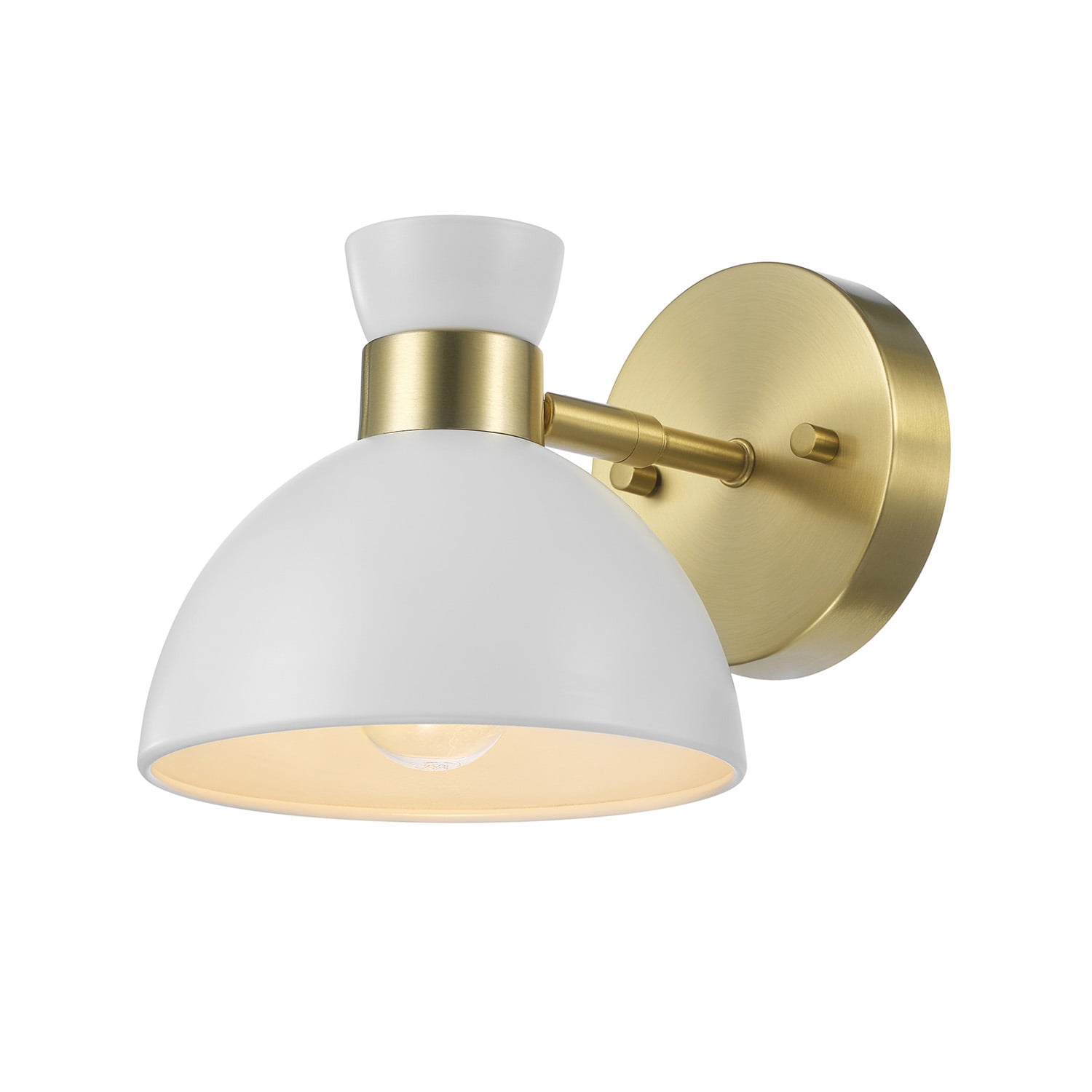 Globe Electric 1-Light Matte Brass Plug-in or Hardwire Indoor Wall Sconce with White Pivoting Shade