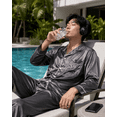 thumbnail image 3 of Up2date Fashion Men's Satin Pajama Set Full Sleeves Silky Loungewear 2 Piece Pjs Classic Button-Down Sleepwear, 3 of 4