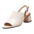 thumbnail image 2 of AXXD Beige Sandals for Women Summer Sandals Leather Fish Mouth Block Heel Sandals, 2 of 7