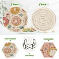 thumbnail image 4 of Yayeee 6 PCS Drink Coasters with Holder Set Woven Absorbent Round Tabletop Hot Pad, Pink Donut, 4 of 7