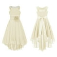 thumbnail image 7 of vastwit Junior Kids 3D Applique Bridesmaid Dress High Low Chiffon Flower Girls Wedding Ball Gown Champagne 6, 7 of 7