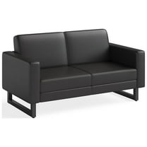 Safco Mirella Lounge Settee, Black Vinyl, Adult