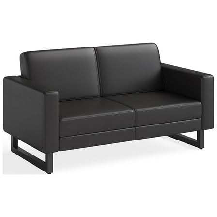 Safco Mirella Lounge Settee, Black Vinyl, Adult