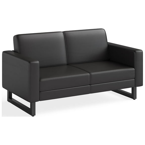 Safco Mirella Lounge Settee, Black Vinyl, Adult