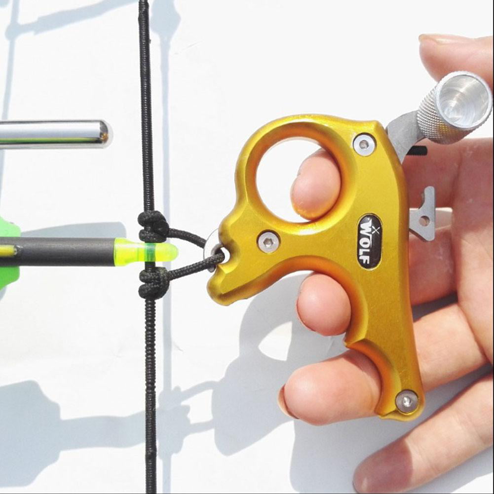 Archery Compound Bow Release Aids 3 Finger Grip Caliper Thumb Trigger Handle 