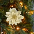thumbnail image 2 of Christmas Simulation Flower Ornament, 5.9 in Plastic Artificial Poinsettia Decoration, Reusable Holiday Faux Flower for Tree, Wedding, Party & Home Décor, 2 of 5