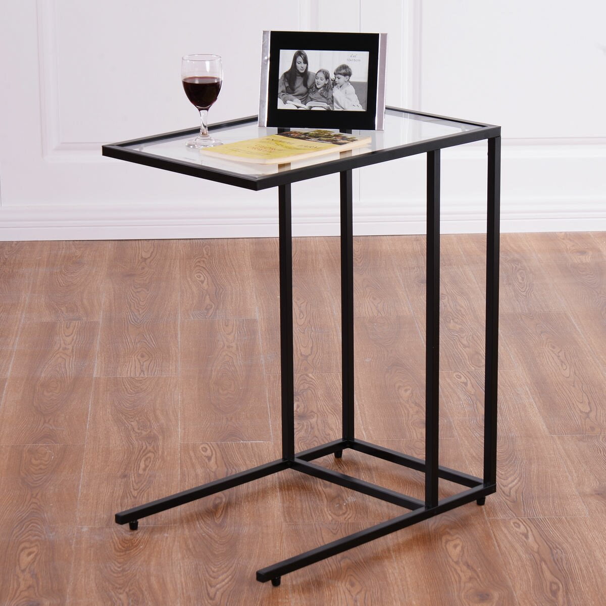 Elara Glass Top C Table Set, Base Color Black, Base Material Details